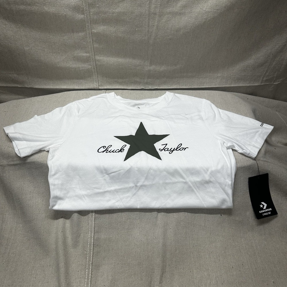 NWT Authentic Converse All Star Chuck Taylor Short Sleeve Tee Green Youth Large